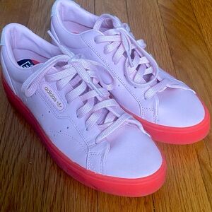 Adidas Women's Light Pink and Bright Pink Sneakers